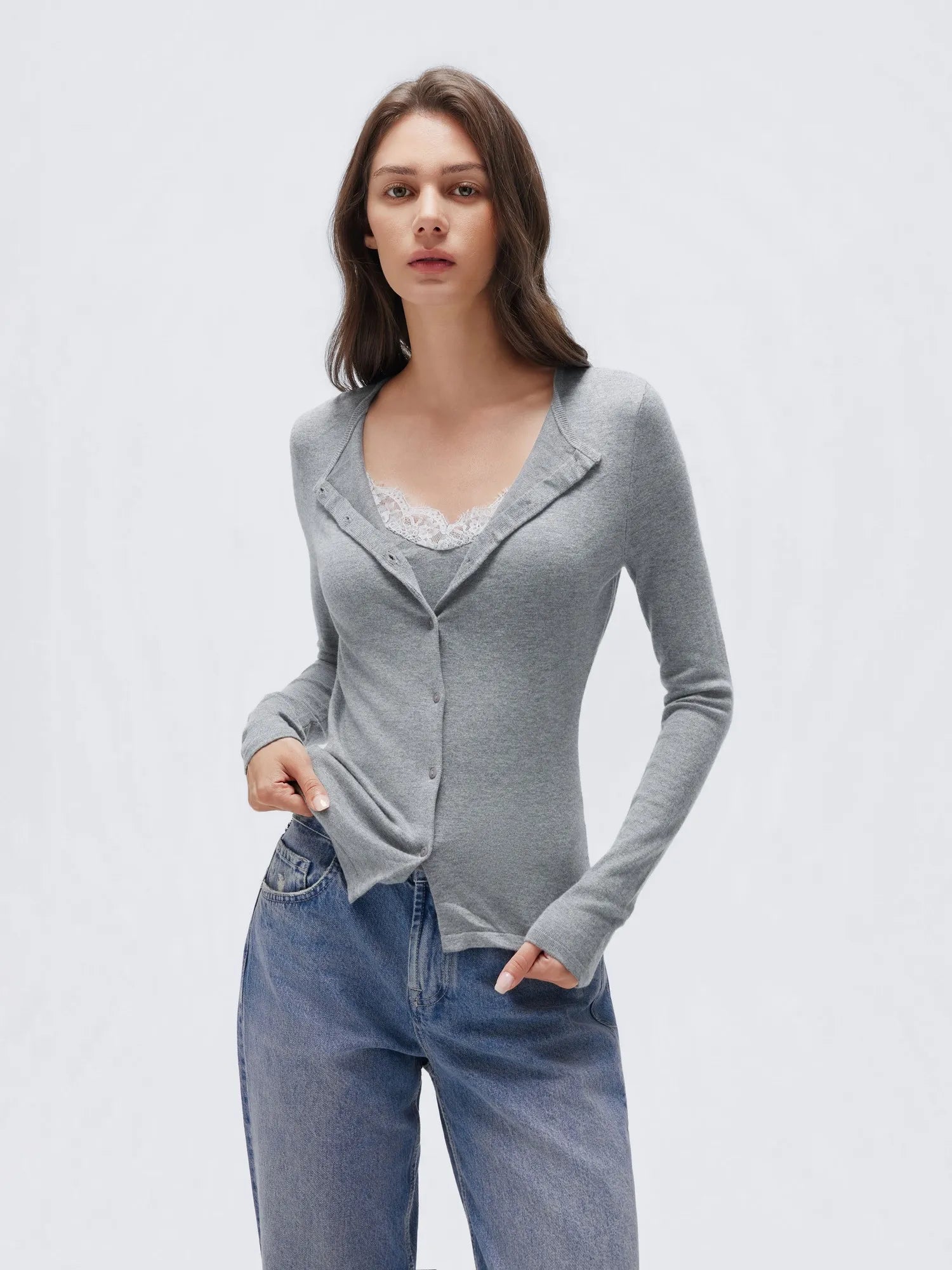 Cashmere Lace Knit Tops-SUUKSESS-SUUKSESS