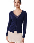 Cashmere Lace Knit Tops-SUUKSESS-Navy Blue-XS-SUUKSESS