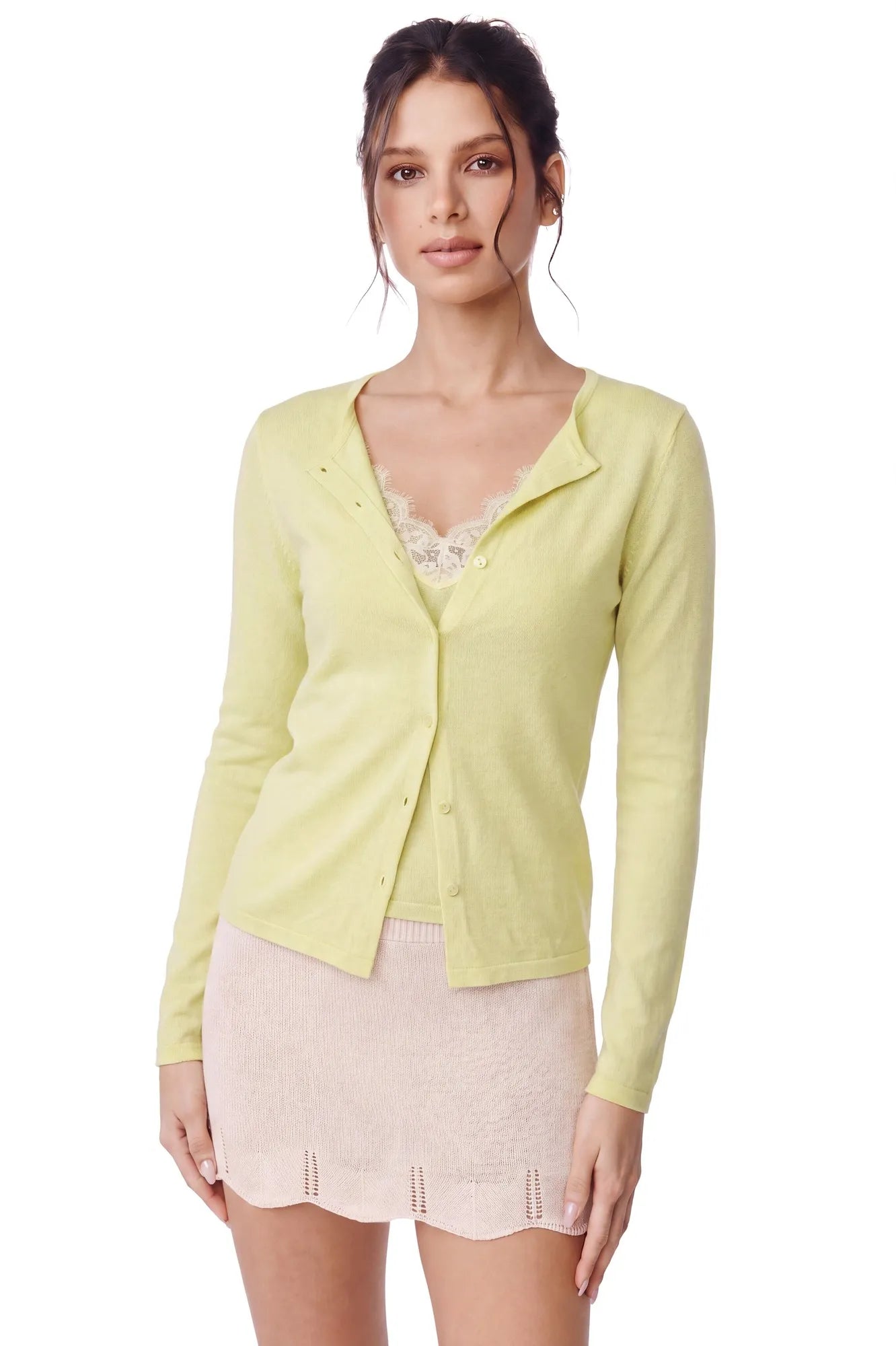 Cashmere Lace Knit Tops-SUUKSESS-Yellow-XS-SUUKSESS