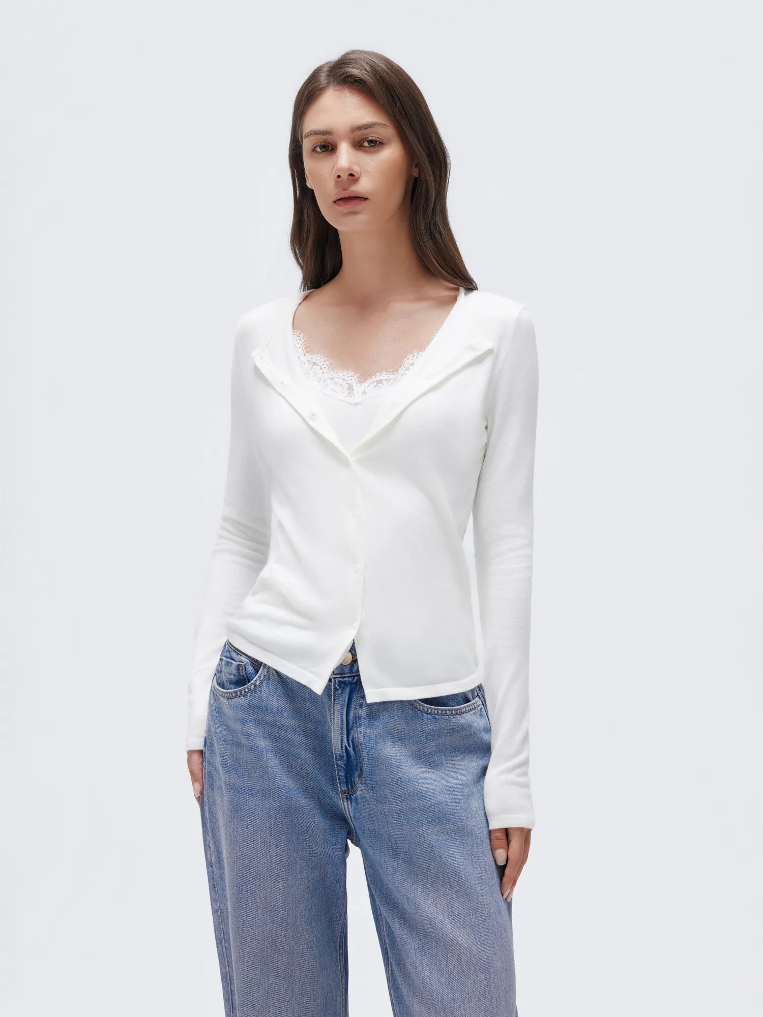Cashmere Lace Knit Tops-SUUKSESS-SUUKSESS