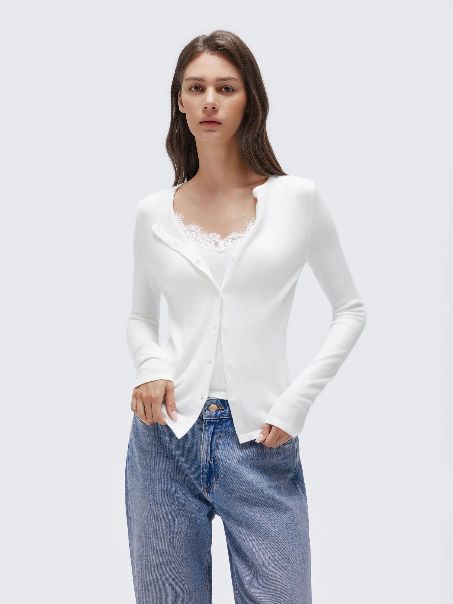 Cashmere Lace Knit Tops-SUUKSESS-SUUKSESS