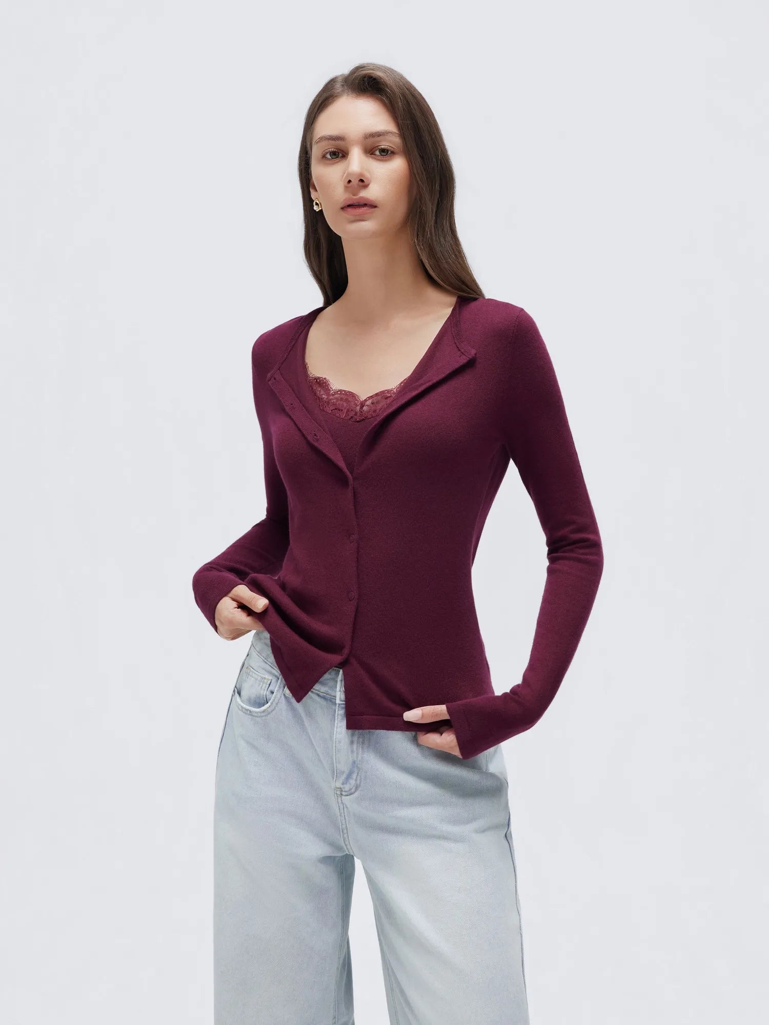 Cashmere Lace Knit Tops-SUUKSESS-SUUKSESS