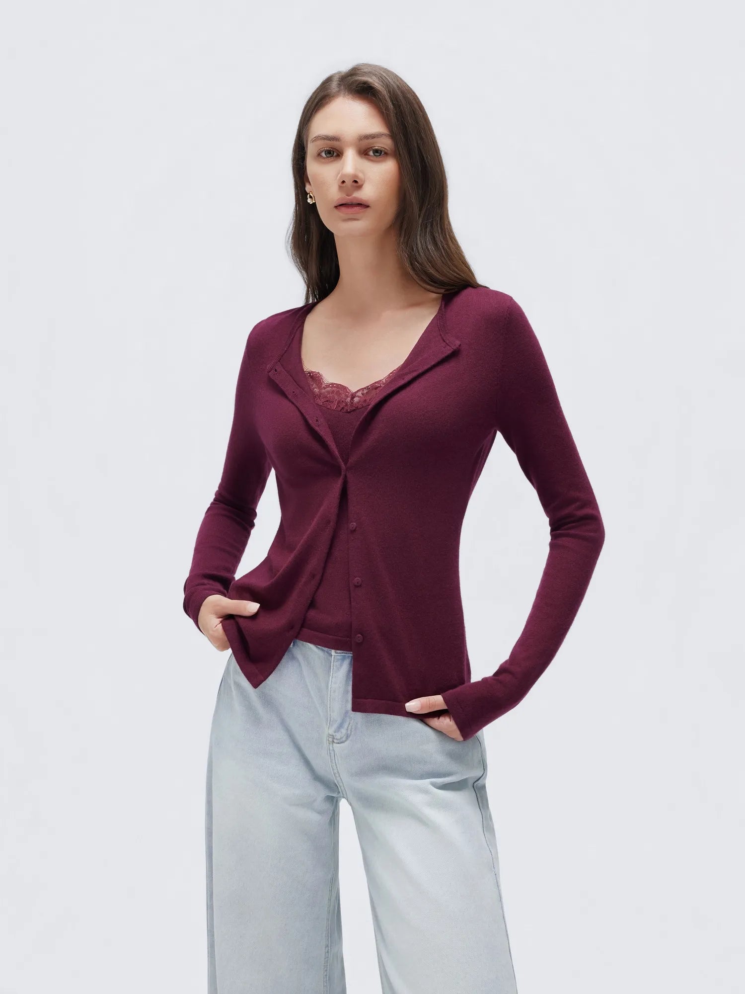 Cashmere Lace Knit Tops-SUUKSESS-SUUKSESS