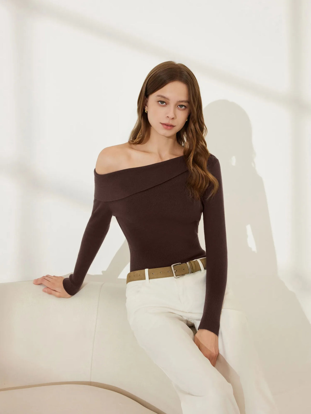 Wool Blend Off the Shoulder Sweater