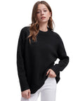Oversized Fuzzy Knit Crew Neck Sweater - Long Sleeve