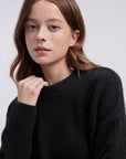 Oversized Fuzzy Knit Crew Neck Sweater - Long Sleeve