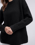 Oversized Fuzzy Knit Crew Neck Sweater - Long Sleeve