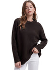 Oversized Fuzzy Knit Crew Neck Sweater - Long Sleeve