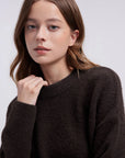 Oversized Fuzzy Knit Crew Neck Sweater - Long Sleeve