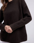 Oversized Fuzzy Knit Crew Neck Sweater - Long Sleeve