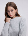 Oversized Fuzzy Knit Crew Neck Sweater - Long Sleeve