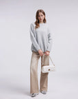 Oversized Fuzzy Knit Crew Neck Sweater - Long Sleeve