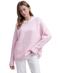 Oversized Fuzzy Knit Crew Neck Sweater - Long Sleeve