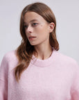 Oversized Fuzzy Knit Crew Neck Sweater - Long Sleeve