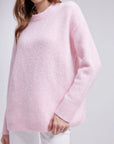 Oversized Fuzzy Knit Crew Neck Sweater - Long Sleeve