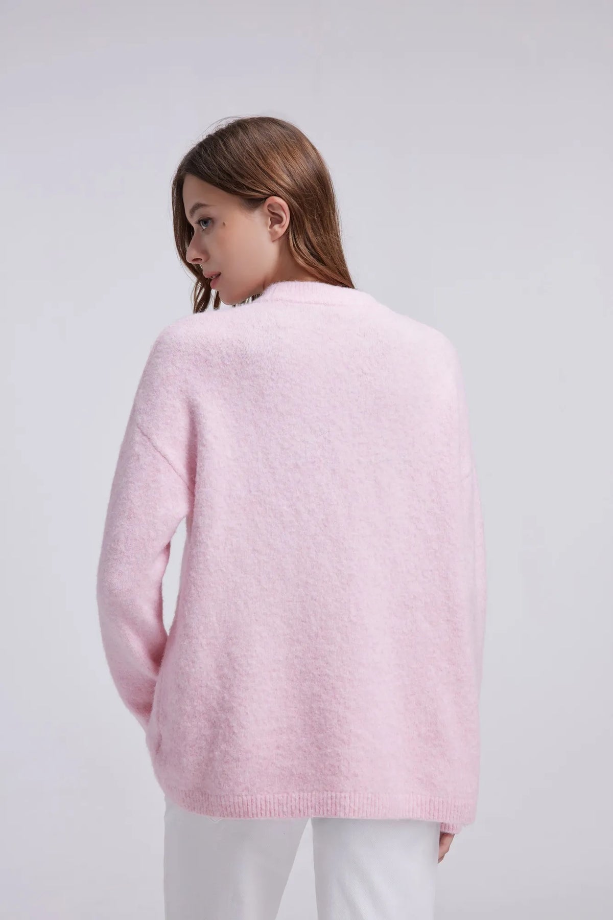 Oversized Fuzzy Knit Crew Neck Sweater - Long Sleeve