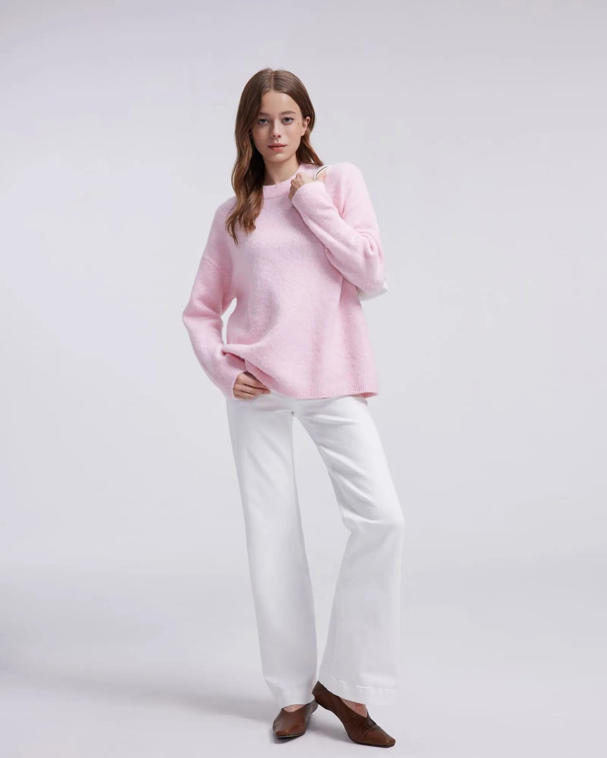 Oversized Fuzzy Knit Crew Neck Sweater - Long Sleeve