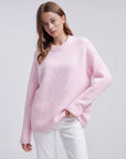 Oversized Fuzzy Knit Crew Neck Sweater - Long Sleeve
