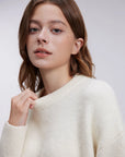Oversized Fuzzy Knit Crew Neck Sweater - Long Sleeve