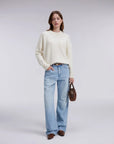 Oversized Fuzzy Knit Crew Neck Sweater - Long Sleeve