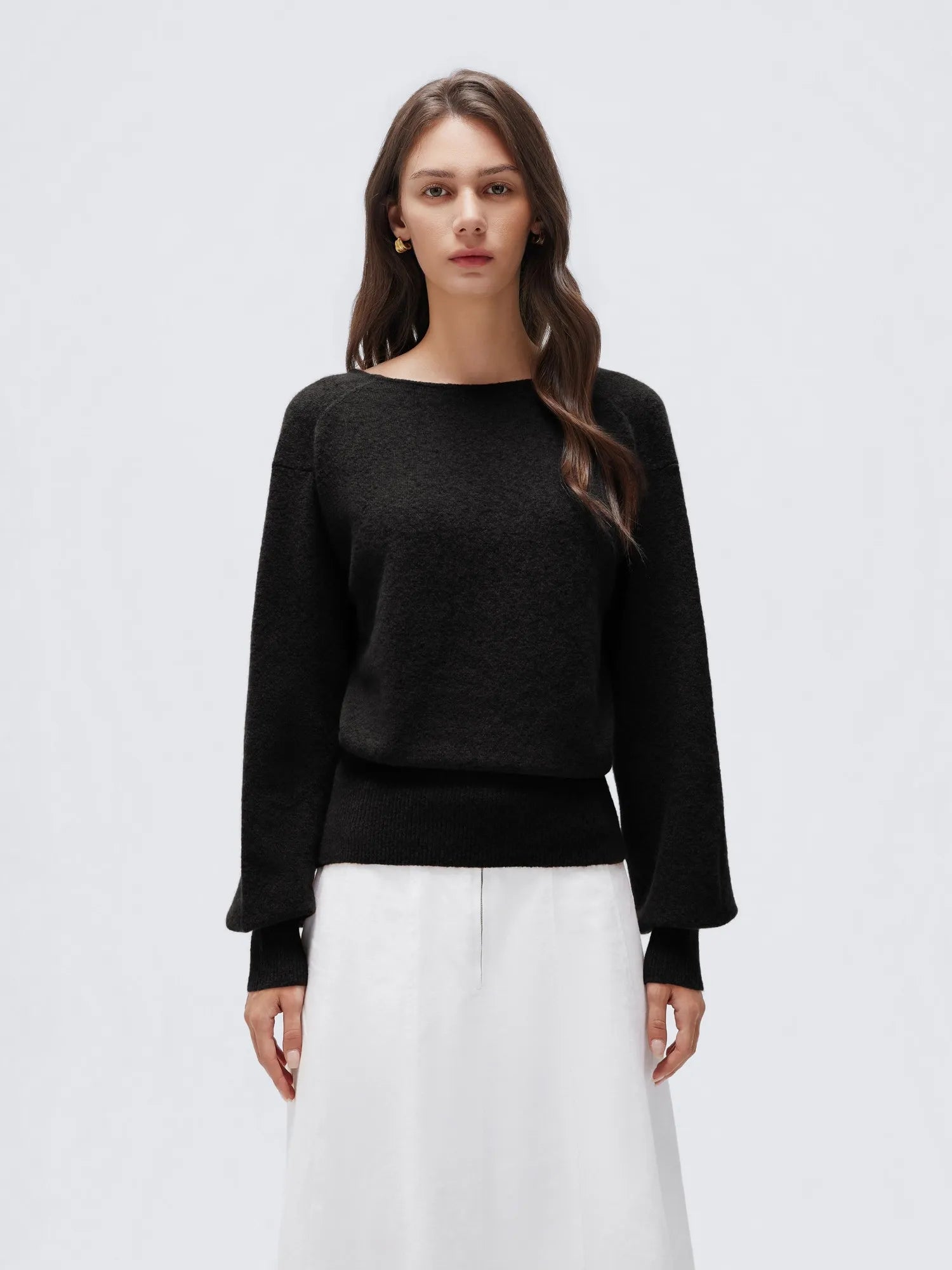 Wool V Neck Wrap Sweater - Long Sleeve-SUUKSESS-SUUKSESS