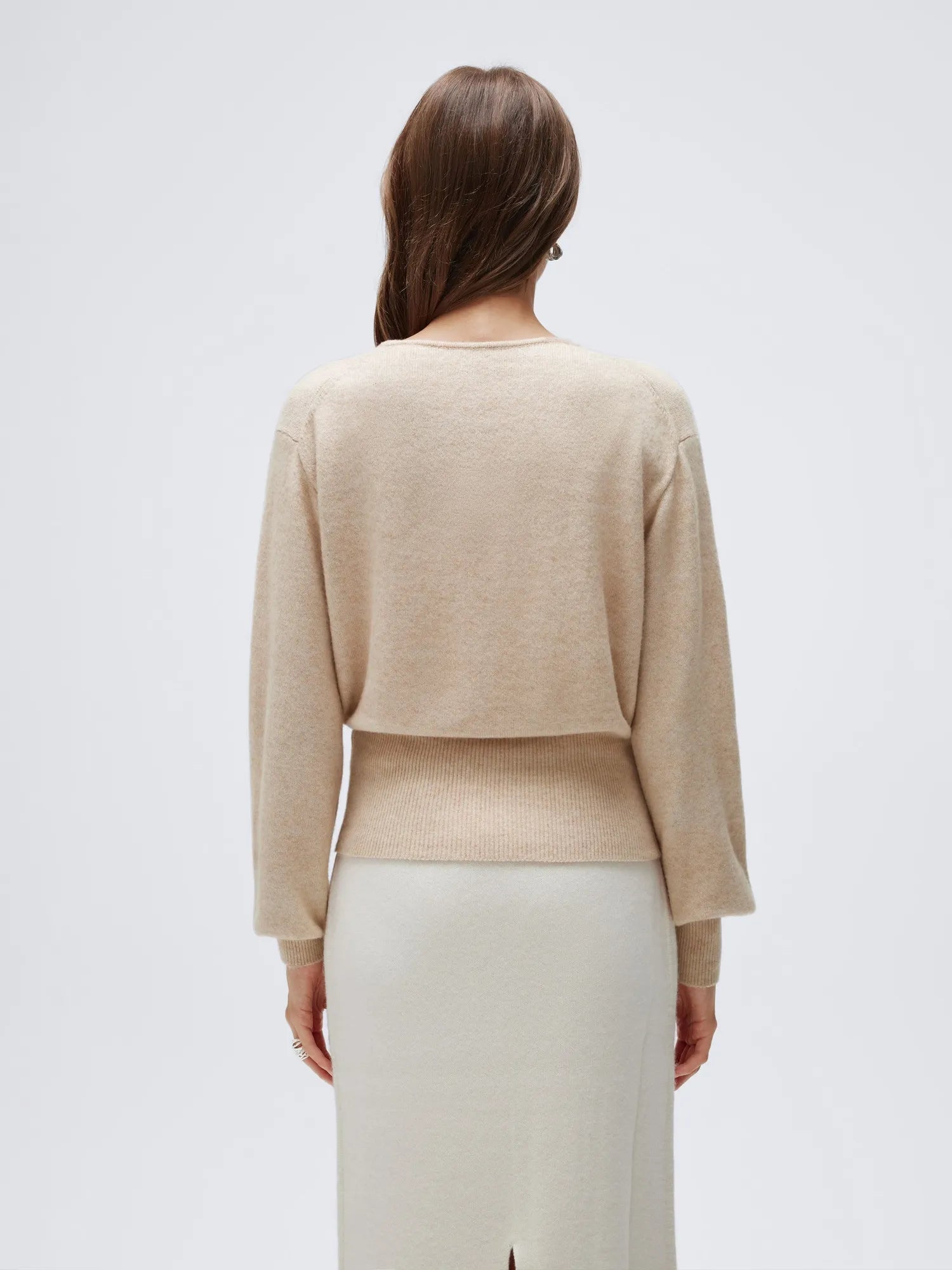 Wool V Neck Wrap Sweater - Long Sleeve-SUUKSESS-SUUKSESS
