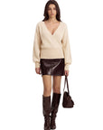 Wool V Neck Wrap Sweater - Long Sleeve-SUUKSESS-SUUKSESS