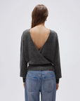 Wool V Neck Wrap Sweater - Long Sleeve-SUUKSESS-SUUKSESS