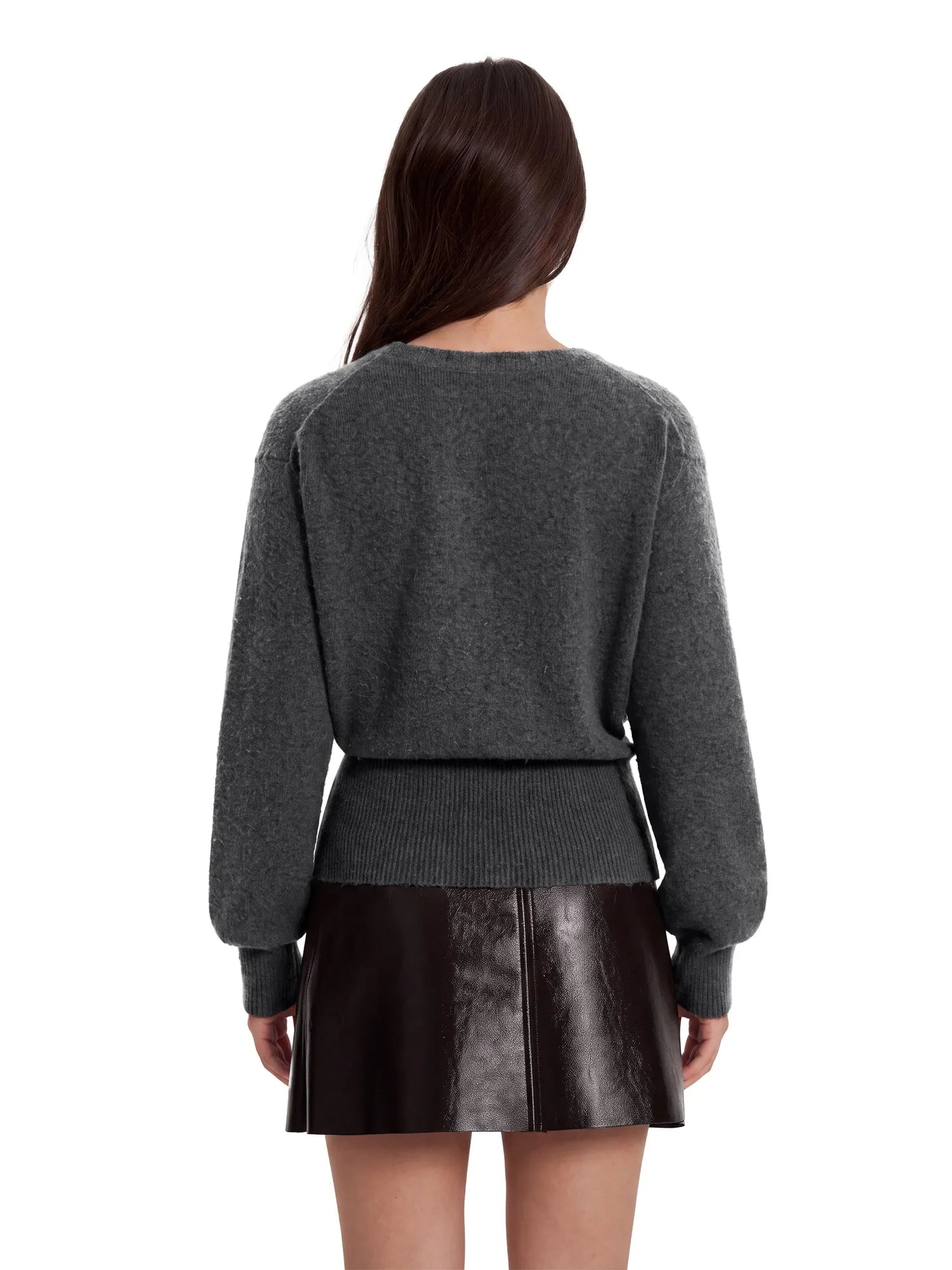Wool V Neck Wrap Sweater - Long Sleeve-SUUKSESS-SUUKSESS