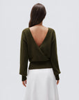 Wool V Neck Wrap Sweater - Long Sleeve-SUUKSESS-SUUKSESS
