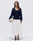 Wool V Neck Wrap Sweater - Long Sleeve-SUUKSESS-Navy-XS-SUUKSESS