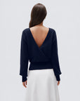 Wool V Neck Wrap Sweater - Long Sleeve-SUUKSESS-SUUKSESS