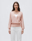 Wool V Neck Wrap Sweater - Long Sleeve-SUUKSESS-Pink-XS-SUUKSESS