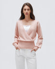 Wool V Neck Wrap Sweater - Long Sleeve-SUUKSESS-SUUKSESS
