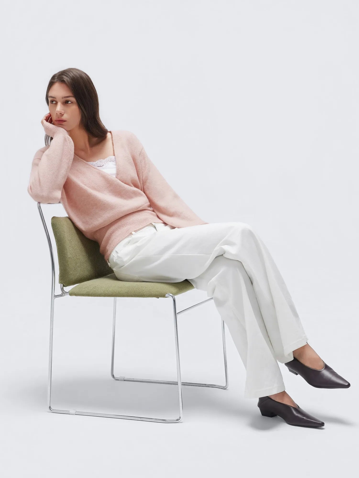 Wool V Neck Wrap Sweater - Long Sleeve-SUUKSESS-SUUKSESS