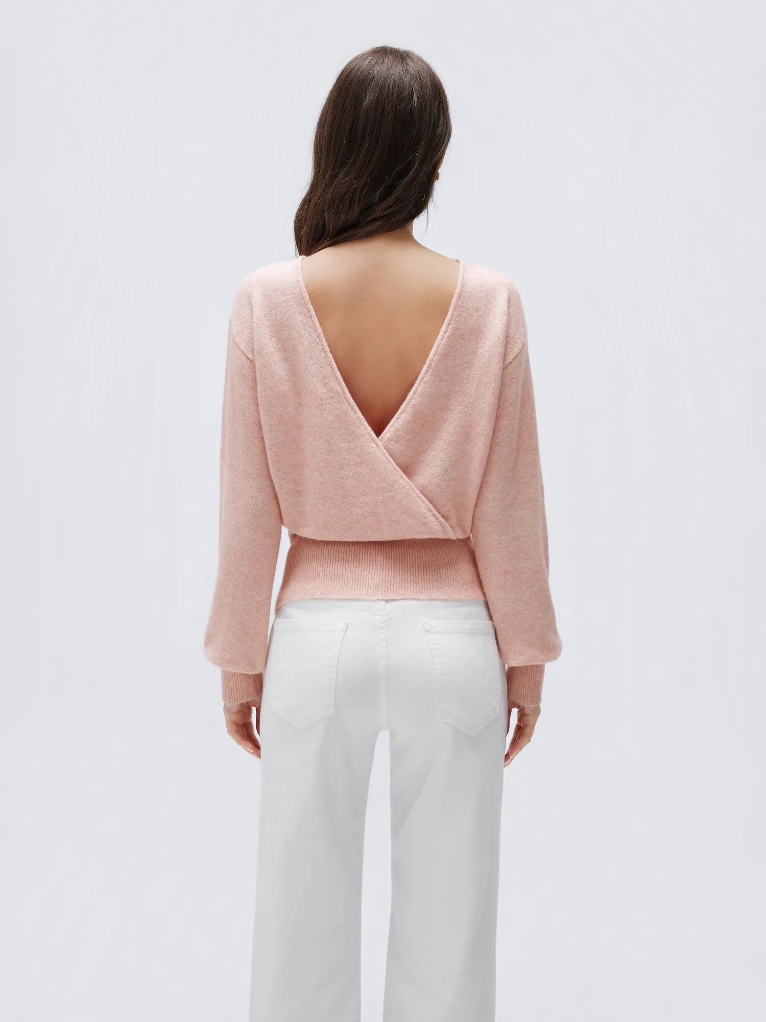 Wool V Neck Wrap Sweater - Long Sleeve-SUUKSESS-SUUKSESS