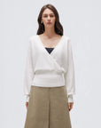 Wool V Neck Wrap Sweater - Long Sleeve-SUUKSESS-SUUKSESS
