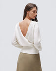 Wool V Neck Wrap Sweater - Long Sleeve-SUUKSESS-SUUKSESS