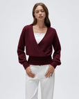 Wool V Neck Wrap Sweater - Long Sleeve-SUUKSESS-Wine-XS-SUUKSESS