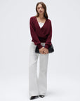 Wool V Neck Wrap Sweater - Long Sleeve-SUUKSESS-SUUKSESS
