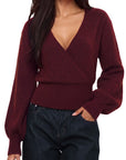 Wool V Neck Wrap Sweater - Long Sleeve-SUUKSESS-SUUKSESS