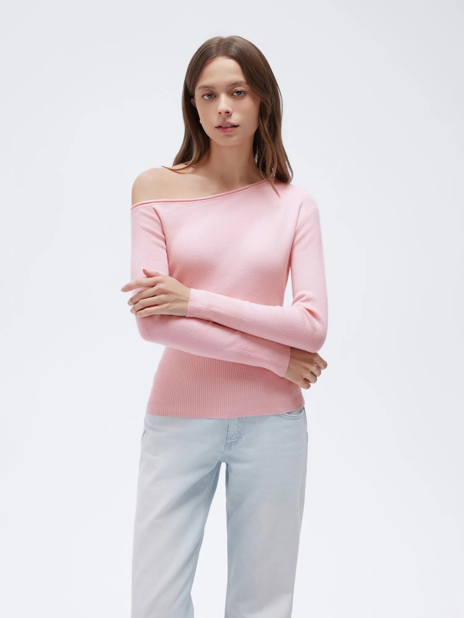 Fall Off the Shoulder Soft Sweater-SUUKSESS-Pink-XS-SUUKSESS