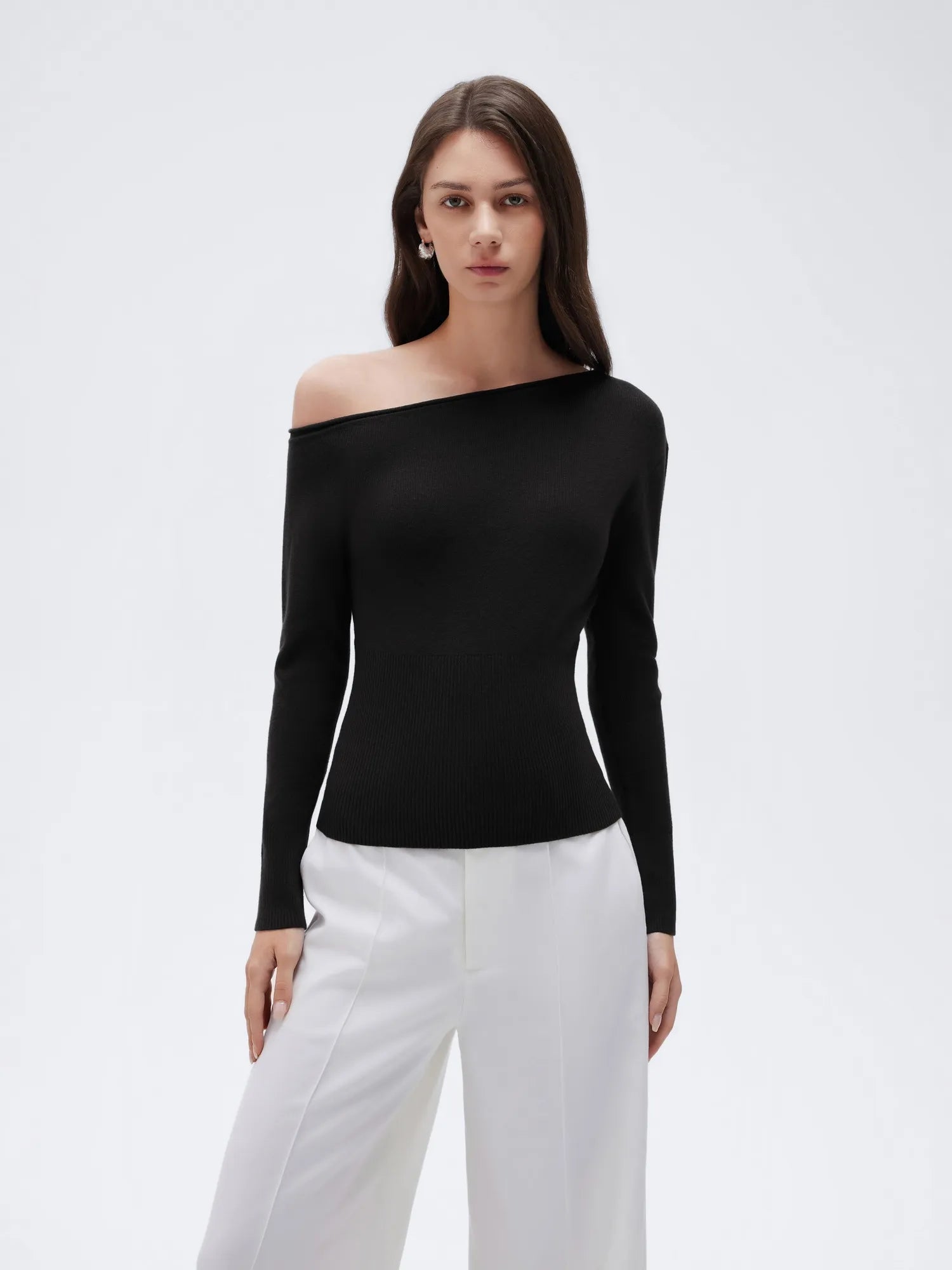 Fall Off the Shoulder Soft Sweater-SUUKSESS-Black-XS-SUUKSESS