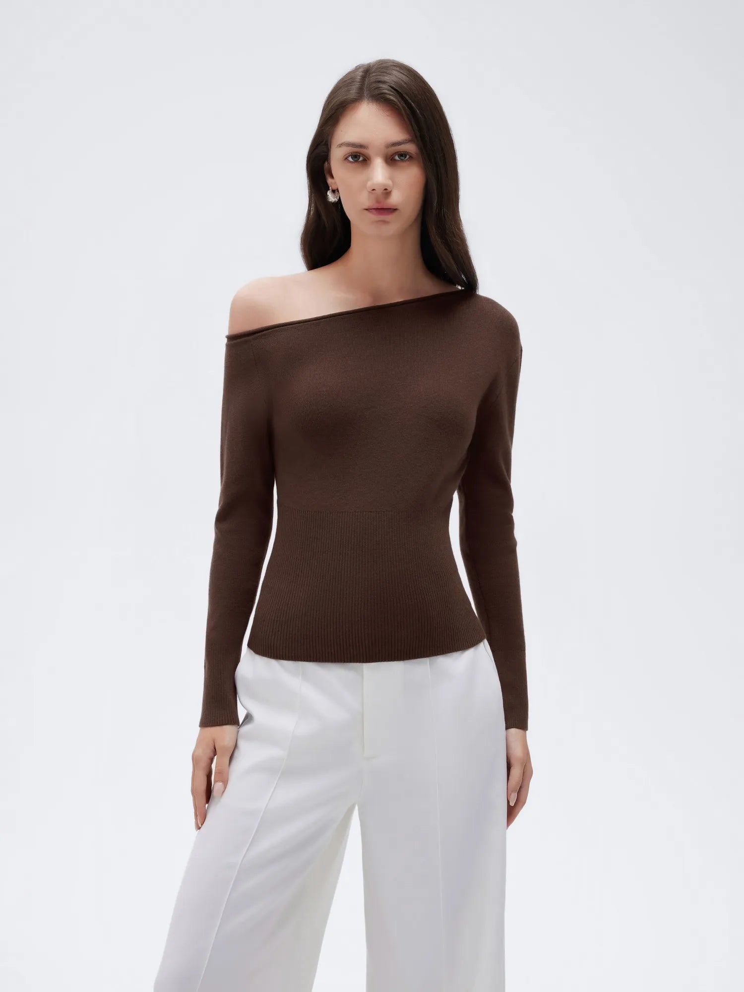 Fall Off the Shoulder Soft Sweater-SUUKSESS-Dark Brown-XS-SUUKSESS