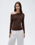 Fall Off the Shoulder Soft Sweater-SUUKSESS-Dark Brown-XS-SUUKSESS