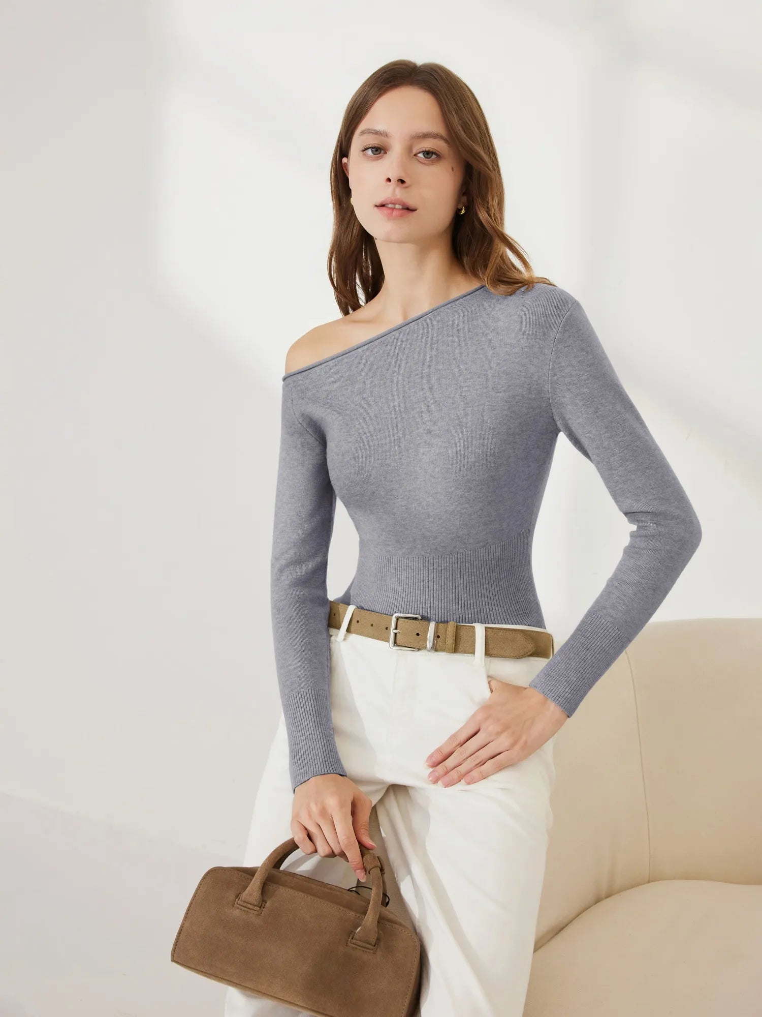 Fall Off the Shoulder Soft Sweater-SUUKSESS-SUUKSESS