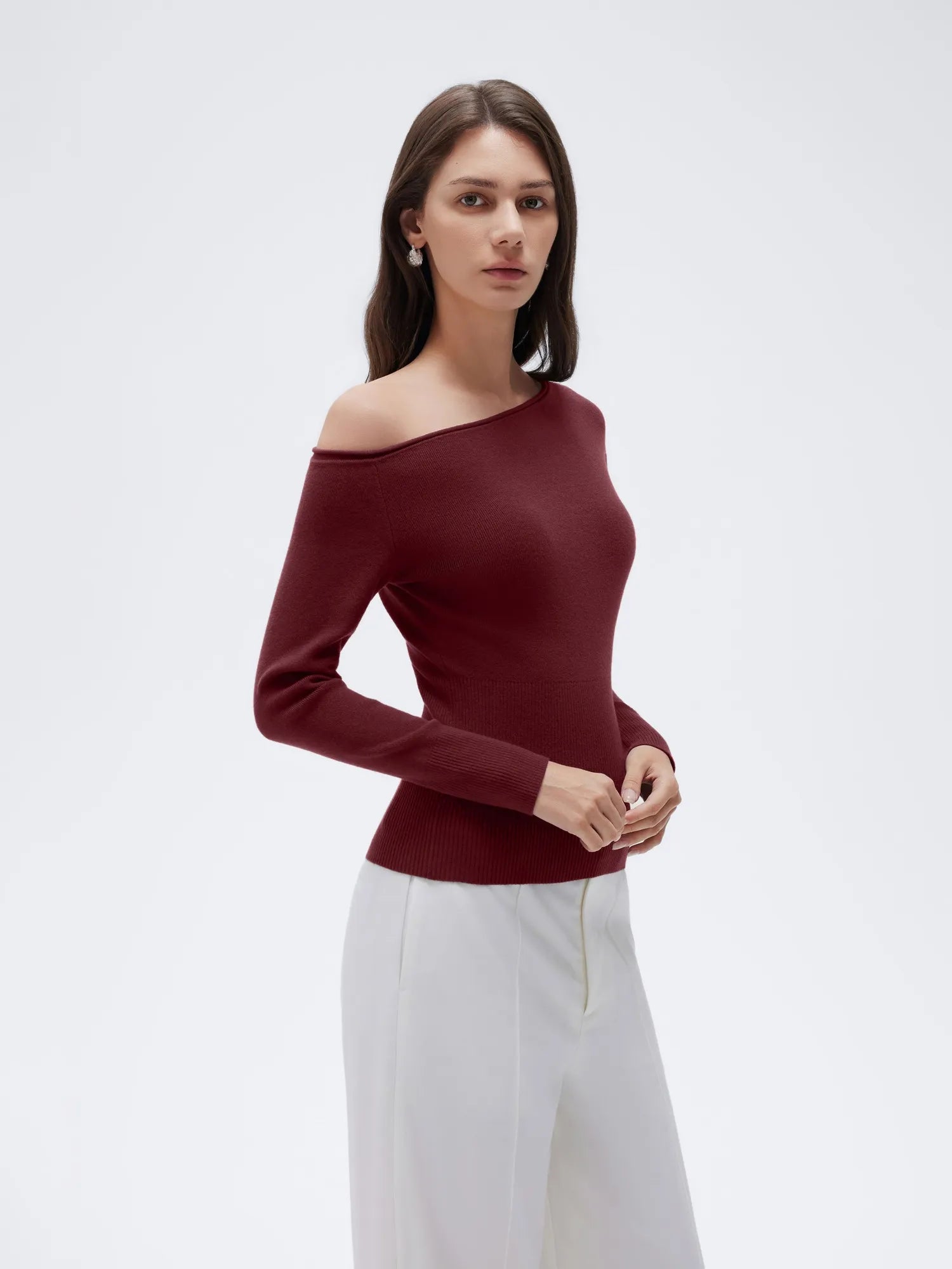Fall Off the Shoulder Soft Sweater-SUUKSESS-SUUKSESS