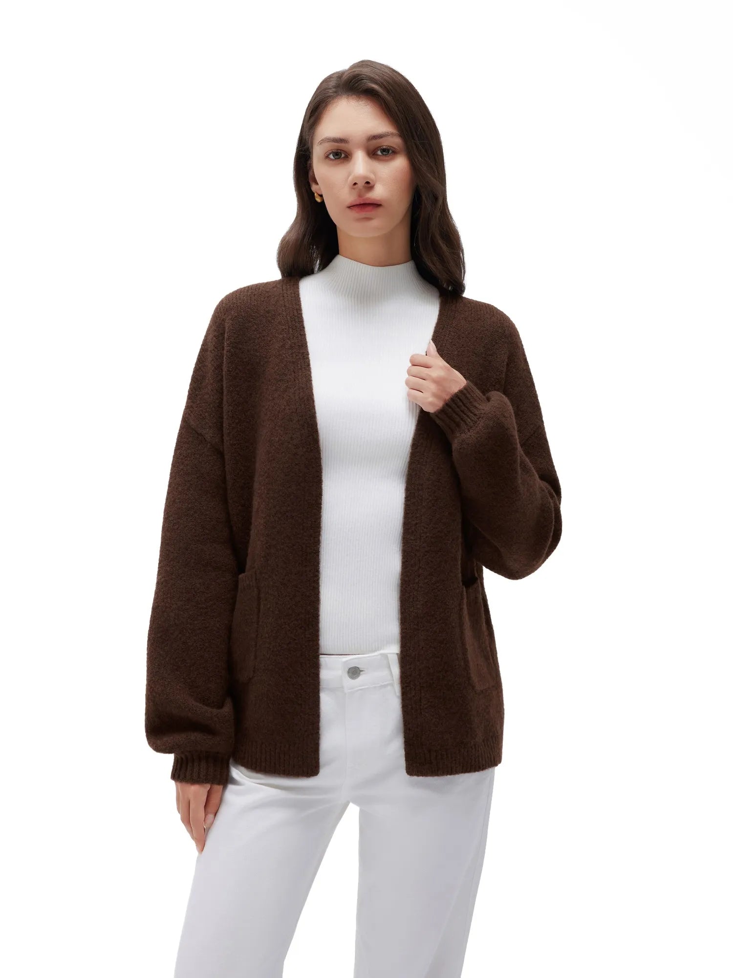 Cashmere Open Front Cardigan Sweaters-SS-Brown-XS-SUUKSESS