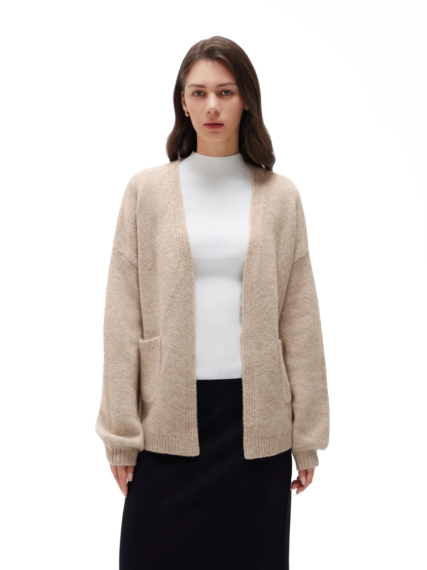 Cashmere Open Front Cardigan Sweaters-SS-Grey Beige-XS-SUUKSESS