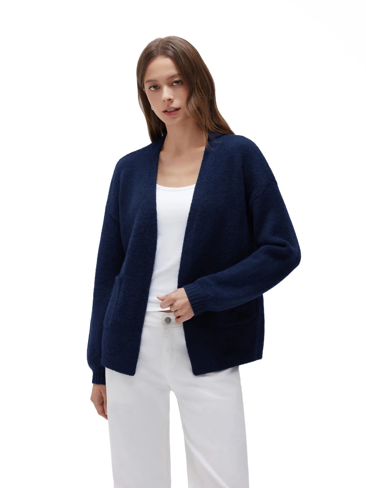 Cashmere Open Front Cardigan Sweaters-SS-Navy Blue-XS-SUUKSESS
